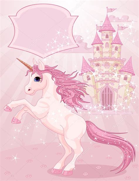 Fairy Tale Castle And Unicorn — Stock Vector © Dazdraperma 8407174