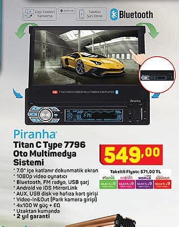 Piranha Titan C Type 7796 Oto Multimedya Sistemi İndirimde Market