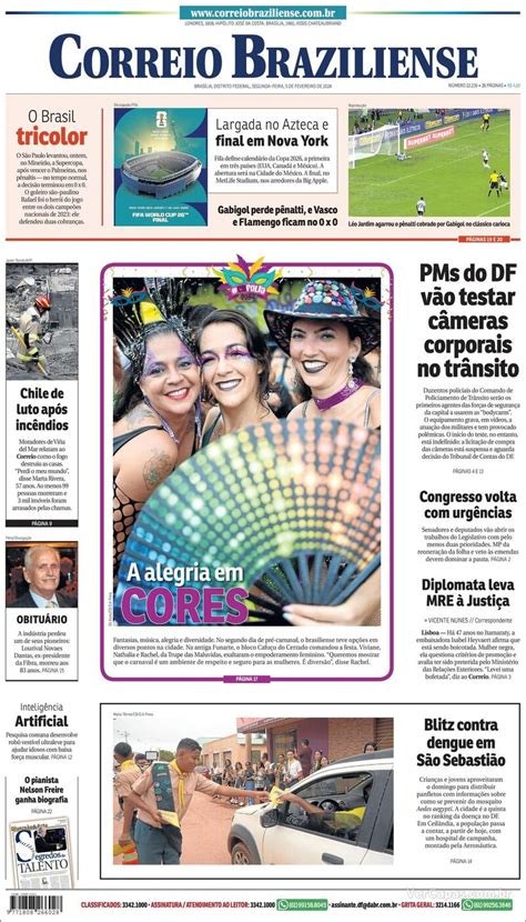 Capa Correio Braziliense Edi O Segunda De Fevereiro De