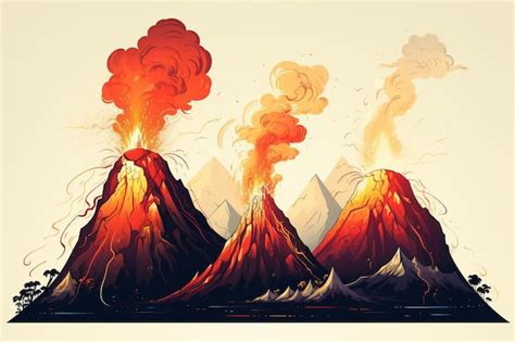 Premium Photo Volcanic Eruption Process In Different Stages