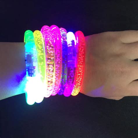 10pcs Lot Colorful Changing LED Bracelet Light Up Bracelet Flashing