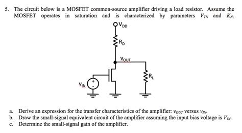 Solved The Circuit Below Is A Mosfet Common Source Amplifier