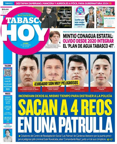 Periódico Tabasco Hoy México Periódicos de México Edición de lunes