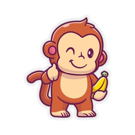 Monkey Sticker Animal Banana Laptop Decal Vinyl Cute Etsy