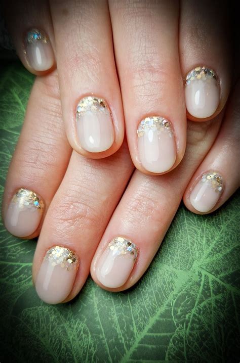 Glitter Cuticle Inlay Nude Nails Nagels Gelnagels Glitter
