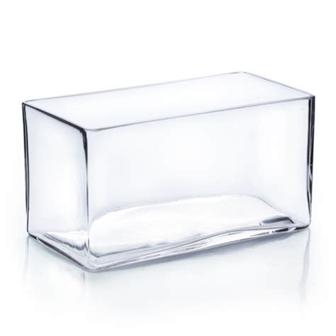 Clear Rectangular Glass Vase 4″x8″x4″ Full Pot Of Flowers