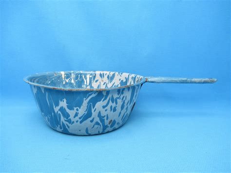 Vintage Enamel Granite Ware RARE Blue White Swirl Sauce Pan Etsy