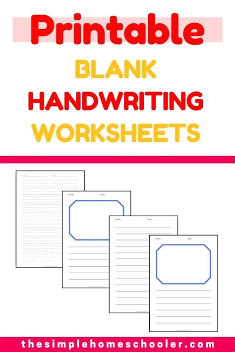 Printable Blank Handwriting Worksheets: Instant Download! - The ...