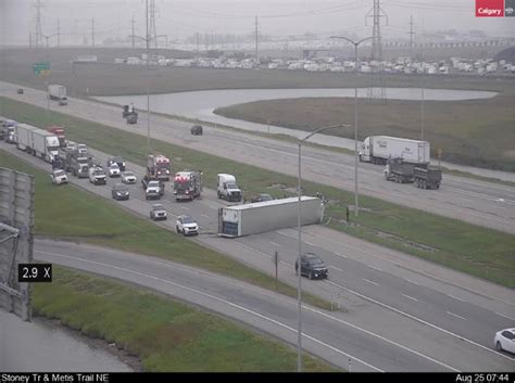 semi truck   side  multi vehicle crash  stoney trail
