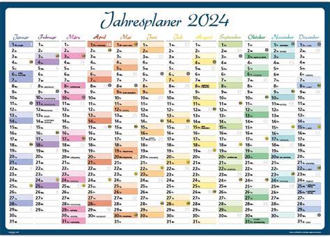 Kalender Poster Bunt Din A Jahresplaner Wandplaner Wandkalender