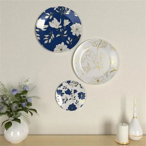 Luxury Floral Design Ceramic Wall Plates Wall Hanging Plate Set