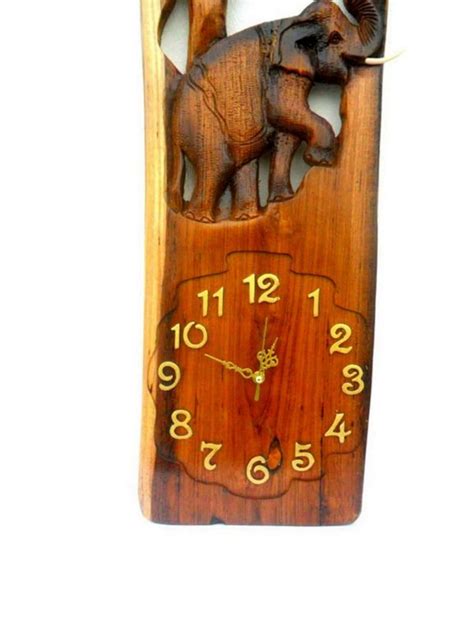 Wooden Elephant Clock Elephant Figurine Elephant Clock Decor