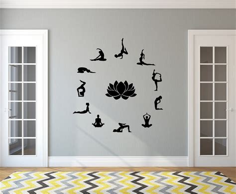 Yoga Vinyl Wall Decal Yoga Studio Sign Wall Decor Namaste Lotus