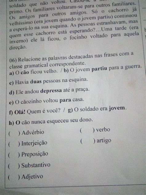 As Palavras Destacadas Pertencem A Que Classe Gramatical Librain