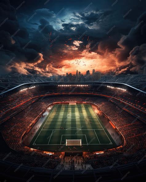 Impresionante Fotografía De Un Estadio De Fútbol En Llamas Foto Premium