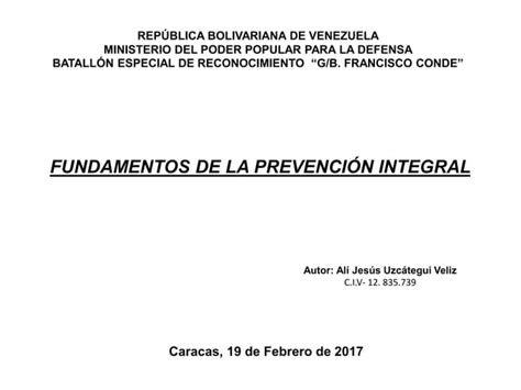 Fundamentos de la prevención integral PPT