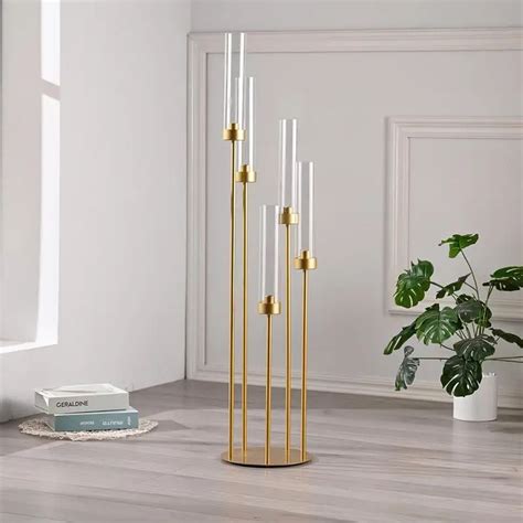 Metal Candelabra 5 Arm Gold For Table Decoration Floor Candle Holder