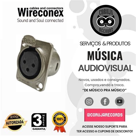 CONECTOR XLR FEMEA PAINEL 3 POLOS WIRECONEX WC1023 Shopee Brasil