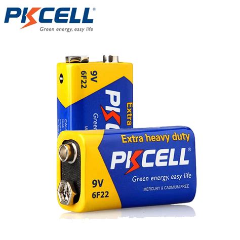 2pcs Pkcell 9v Batteries 6f22 Extra Heavey Duty Carbon Zinc Battery 9 Volt Battery Equal To