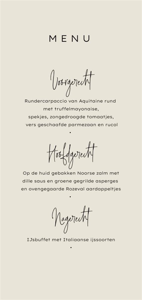 Minimalistische Klassieke Menukaart Met Ronde Hoeken