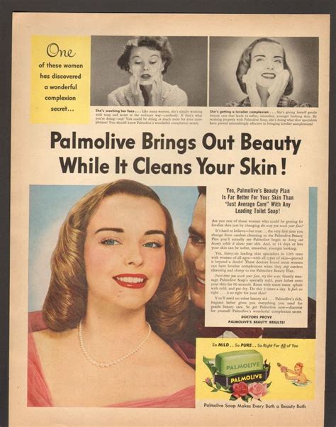 1952 Print Advertisement Ad Palmolive Soap Brings Out Beauty And Cleans Skin Vintage Makeup