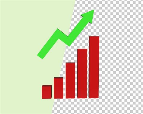 Gráfico de barras renderização 3d de seta verde de crescimento