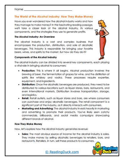 Alcohol Worksheets