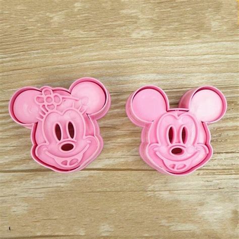 Minnie And Mickey Mouse Cookie Cutter Baking Stencil Mould Set Etsy