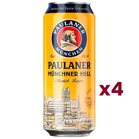 Cerveza Paulaner Münchner Hell Lata 500 ml x 4 un Licor 3B