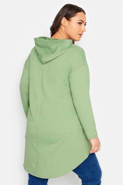 Yours Curve Green California Slogan Longline Hoodie Yours Clothing