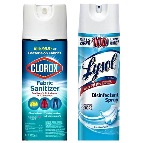 2 Disinfectant Clorox Fabric Sanitizer Spray Lavender 14oz & Lysol ...