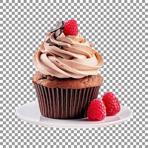 Premium Psd Cupcake With Chocolate Frosting And A Raspberry On