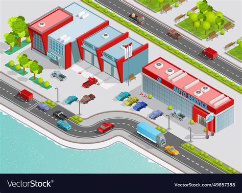 Auto Service Isometric Composition Royalty Free Vector Image