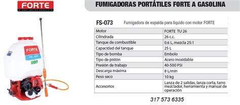 Fumigadoras Fumigadora De Espalda Forte Motor A Gasolina