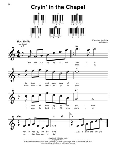 Cryin In The Chapel By Elvis Presley Sheet Music For Super Easy Piano