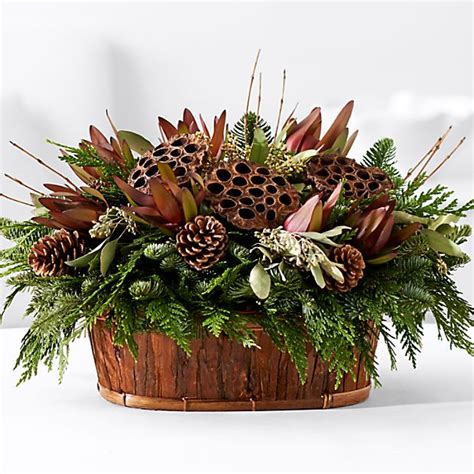 Rustic Natural Holiday Basket Holiday Flowers Christmas Christmas