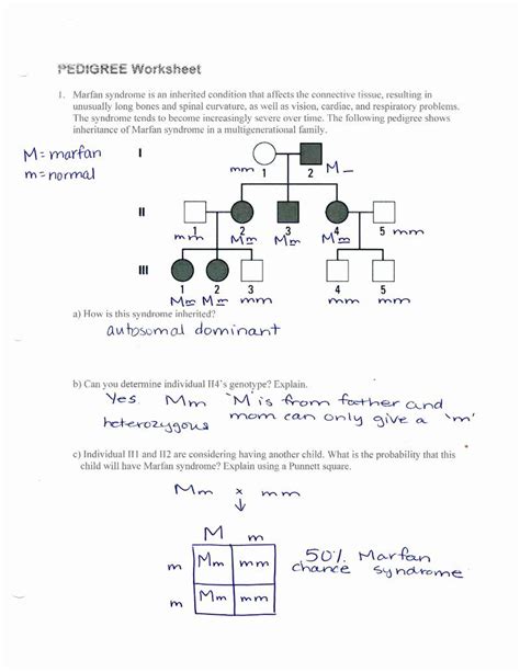 Pedigree Chart Genetics Worksheets