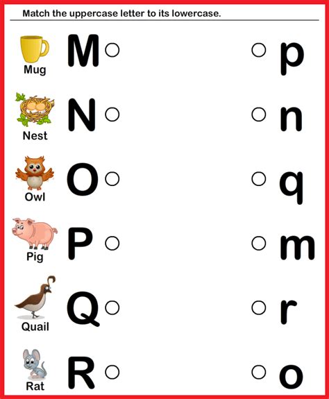 Matching Lowercase And Uppercase Letters Worksheets