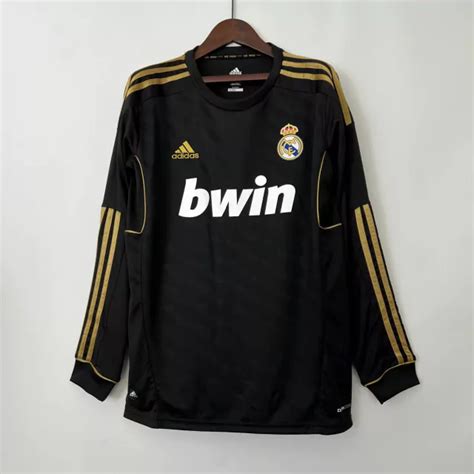 Camisa Real Madrid Ii Retr Manga Longa Preta E Dourada