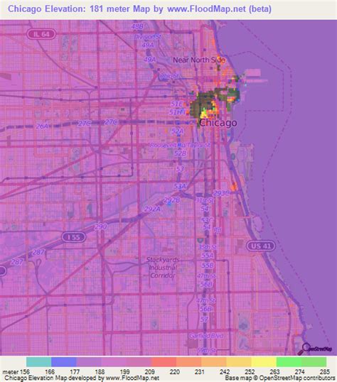 Elevation Of Chicagous Elevation Map Topography Contour