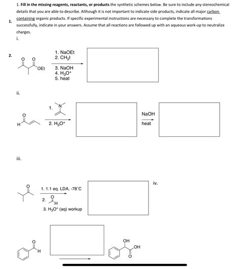 Solved Fill In The Missing Reagents Reactants Or Products Chegg