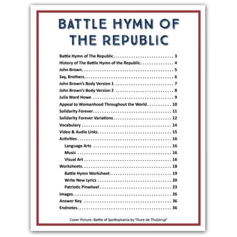 Battle Hymn Of The Republic An Arts Integrated Lesson Activities And Worksheets Stephanie