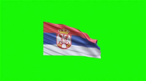 Serbian Flag On Green Screen Background Seamless Looping 4k Time Lapse