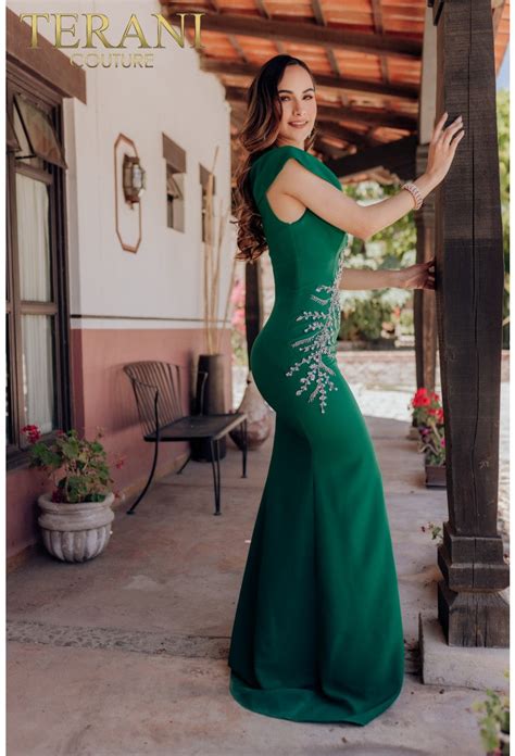 Emerald Terani Couture 232m1549 Long Formal Prom Beaded Dress For 385