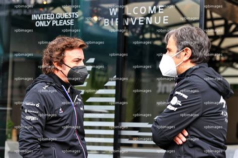 L To R Fernando Alonso Esp Alpine F Team With Davide Brivio Ita