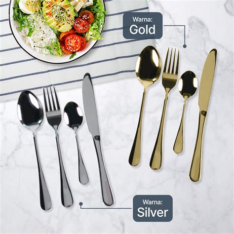 Taffhome Set Alat Makan Perlengkapan Sendok Garpu Pisau Cutlery Pcs