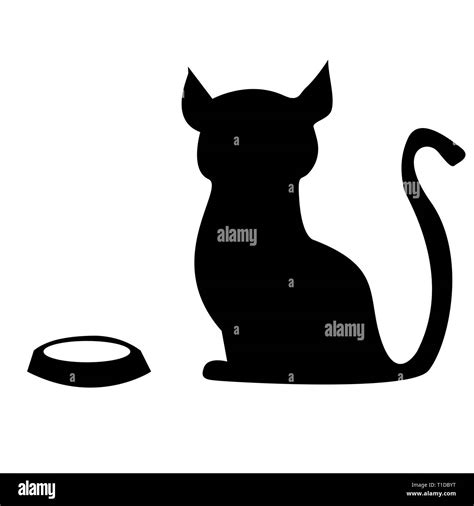 Hungry Cat With An Empty Bowl Stock Vector Image Art Alamy