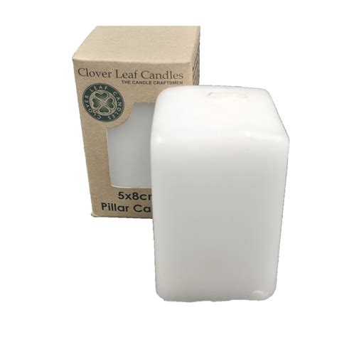 Clover Leaf Square Pillar Candle 5 X 8cm Plastic And Glass Empire