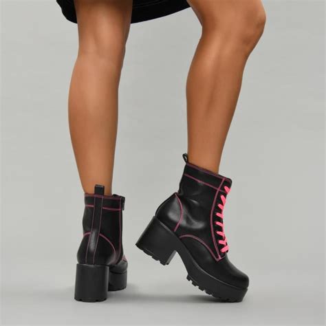 Kitana Pink Laced Boots Koi Boots Platform Boots Chunky Chunky