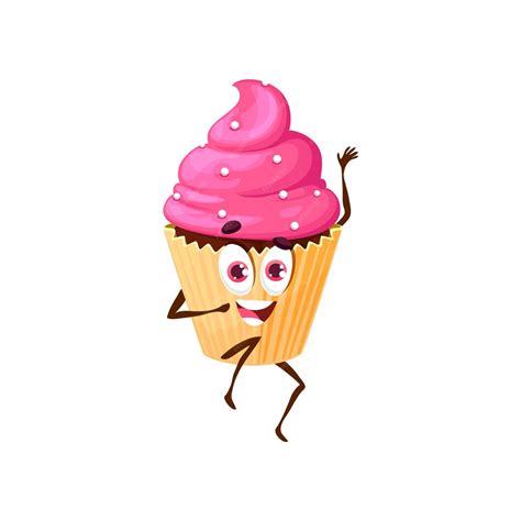 premium vector cartoon funny dancing cupcake character vector muffin